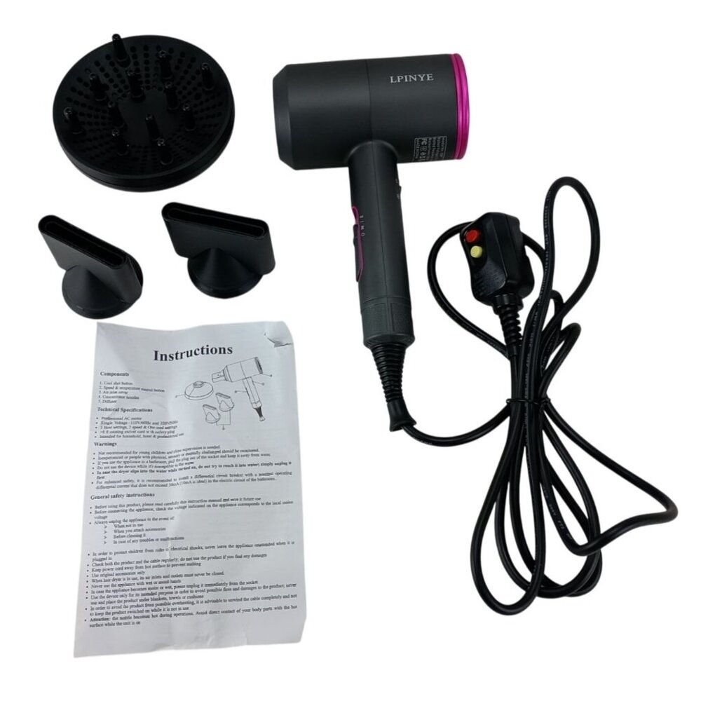 LPINYE 1800W Professional Hair Dryer Tested Works - Picture 2 of 6